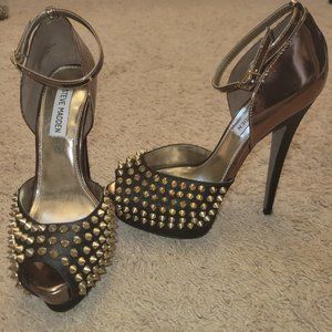 Black and bronze heels